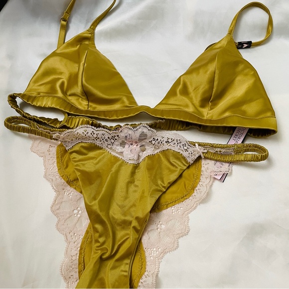 victoria's secret golden satin lingerie set - Picture 6 of 6